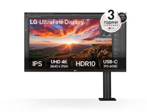 Monitor LG 32UN880K-B, 31.5" UltraFine Ergo 4K, IPS AG, DCI-P3 95%, 5ms, 350 cd/m2, 1000:1, 3840x2160, HDR 10, USB Type-C 60W, USB, HDMI, DisplayPort, AMD FreeSync, Speaker 5Wx2, LG Switch, Reader Mode, Tilt/Height/Swivel/Pivot/Extend/Retract, Black