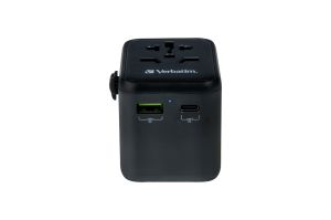 Adapter Verbatim UTA-02 Universal Travel Adapter with 1 x USB-C PD 20W / 1 x USB-A QC 3.0