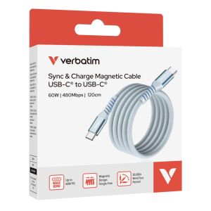 Cable Verbatim Sync & Charge USB-C to USB-C 60W Magnetic 120 cm - Blue