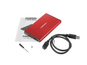 Natec External HDD/SSD Enclosure Rhino Go SATA 2.5" USB 3.0 Red
