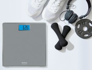 Scale Tefal PP1500V0, Classic Grey, glass platform (31x31cm), 160Kg / 100g, on/off, slim (21mm), display (75x30), back light display, 2 x AAA battery included