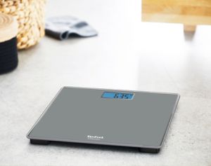 Scale Tefal PP1500V0, Classic Grey, glass platform (31x31cm), 160Kg / 100g, on/off, slim (21mm), display (75x30), back light display, 2 x AAA battery included