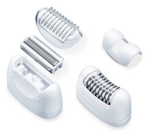 Epilator Beurer HL 76 4-in-1 Epilator wet & dry, 42 tweezers, Extra-bright LED light, 2 speed settings, 2x epilator attachments (glide & precision attachment) & 2x shaver attachments (shaving & trimming attachment), Cordless, Powerful lithium-ion battery