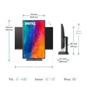 Monitor BenQ PD3205U 32" IPS 4ms 3840x2160 4K, DesignVue Designer Mon,100% sRGB,PIP/PBP,CAD/CAM,Disp Pilot,Flicker-free,LBL,1000:1,20M:1 DCR,10 Bit,250cd/m2 ,USB C(PowerDelivery 90W),HDMI,DP,miniDP,USB Hub, PIP/PBP,KVM,Card R/W,2x2.5W,HAdj.,Swivel,Pivot,T