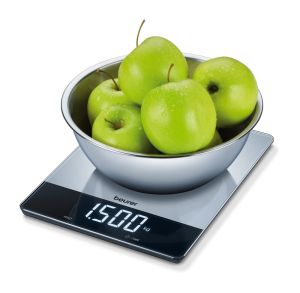 Scale Beurer KS 34 XL kitchen scale; Stainless steel weighing surface; Magic LED; 15 kg / 1 g
