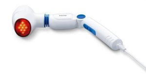 Massager Beurer MG 40 infrared massager; Soothing vibration massage; Rotating massage head and 3-way adjustable handle; Infrared heat; 3 function levels; 4 interchangeable massage attachments