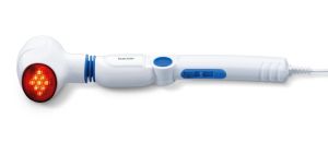Massager Beurer MG 40 infrared massager; Soothing vibration massage; Rotating massage head and 3-way adjustable handle; Infrared heat; 3 function levels; 4 interchangeable massage attachments