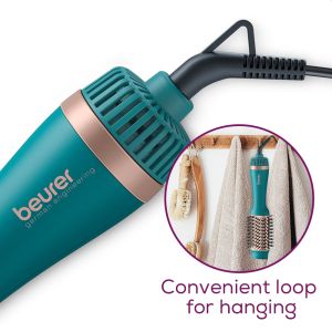 Electric hair brush Beurer HC 45 Ocean 2-in-1 volumising hair dryer brush, ionic function, ceramic coating, 1000W, 2 heat and blower settings incl. cold air function