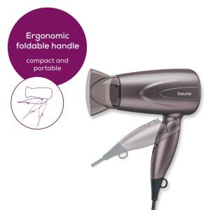 Hair dryer Beurer HC 17 Hair dryer, 1,300 W, ergonomic folding handle, 2 heat settings, 2 blower settings, slim professional nozzle, overheating protection