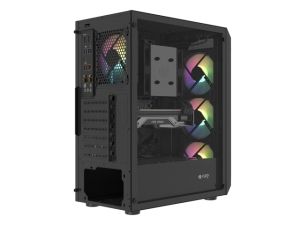 Carcasă Fury PC Shobo SH4F RGB Midi Tower, fereastră, neagră