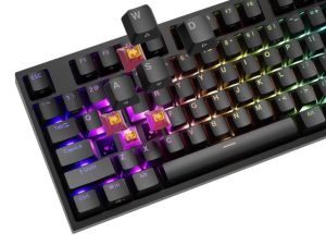 Keyboard Genesis Mechanical Gaming Keyboard Thor 404 Black RGB Backlight Outemu Peach Silent, US Layout