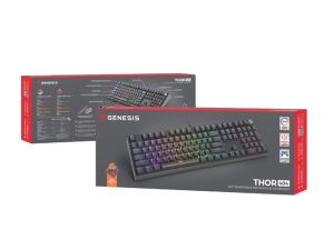 Keyboard Genesis Mechanical Gaming Keyboard Thor 404 Black RGB Backlight Outemu Peach Silent, US Layout