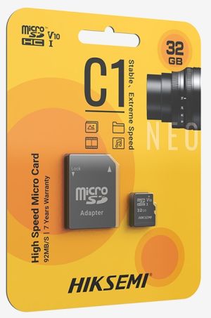 Memory HIKSEMI microSDXC 128G, Class 10 and UHS-I 3D NAND, Up to 92MB/s read speed, 40MB/s write speed, V30 with Adapter