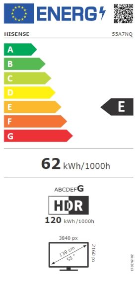 Televizor Hisense 55" A7NQ, 4K Ultra HD 3840x2160, QLED, FALD, Quantum Dot, HDR 10+, HLG, Dolby Vision, Dolby Atmos, Smart TV, senzor de lumină, WiFi 5GHz, WiFi Direct, BT, Anyview Cast, 3xHDMI, 2xUSB , LAN, CI+, DVB-T2/C/S2, Negru