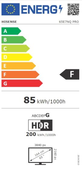 Hisense 65" E7NQ Pro TV, 4K Ultra HD 3840x2160, QLED, Quantum Dot, 144Hz, HDR 10+ adaptiv, HLG, Dolby Vision, DTS Virtual X, Smart TV, WiFi 5GHz, WiFi Direct, BT, Anyview Cast, 3xHDMI, 2xUSB , LAN, CI+, DVB-T2/C/S2, Negru
