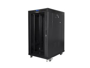 Communication cabinet Lanberg rack cabinet 19" free-standing 22U/800x1000 (flat pack) with mesh door lcd black v2