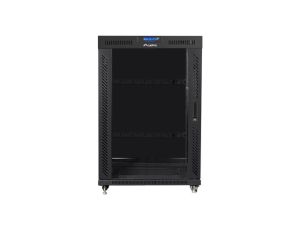 Communication cabinet Lanberg rack cabinet 19" free-standing 22U/800x1000 (flat pack) with mesh door lcd black v2
