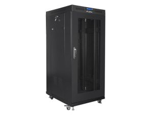 Communication cabinet Lanberg rack cabinet 19" free-standing 27U / 600x800 self-assembly flat pack with mesh door LCD, black