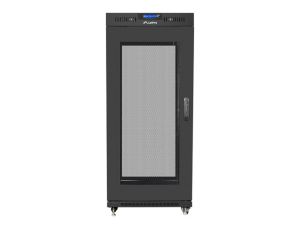 Communication cabinet Lanberg rack cabinet 19" free-standing 27U / 600x800 self-assembly flat pack with mesh door LCD, black