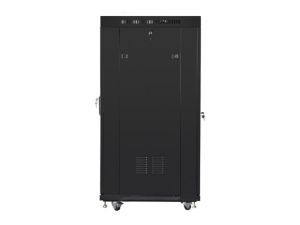 Communication cabinet Lanberg rack cabinet 19" free-standing 27U / 600x800 self-assembly flat pack with mesh door LCD, black