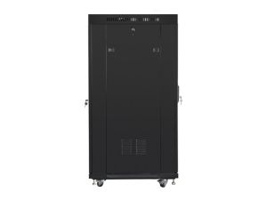 Communication cabinet Lanberg rack cabinet 19" free-standing 27U / 600x800 self-assembly flat pack with glass door LCD, black
