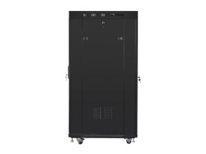 Communication cabinet Lanberg rack cabinet 19" free-standing 27U / 600x800 self-assembly flat pack with glass door LCD, black