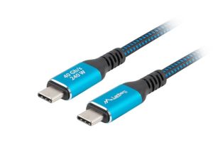Cable Lanberg USB-C M/M 4.0 cable 1.5m 240w 8k 60hz black-blue