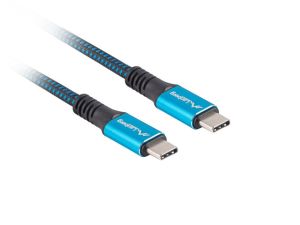 Cable Lanberg USB-C(M) -> USB-C (M) 4.0 cable 0.5m 100W 8K 30Hz Black-Blue