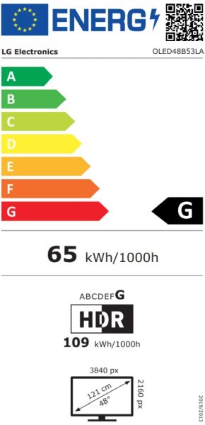 TV LG OLED48B53LA, 48" UHD OLED, 4K (3840 x 2160), DVB-C/T2/S2, Alpha 8 AI 4K Gen2, 100Hz, webOS 25 ThinQ AI, HDR10, VRR (120 Hz), NVIDIA G-SYNC, AMD FreeSync, Dolby Vision, Dolby Atmos, Wi-Fi 6, Bluetooth, HDMI, USB, Airplay 2, Multi View