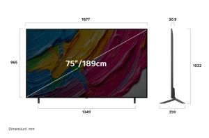 TV LG 75QNED80A3A, 75" 4K QNED HDR Smart TV, 3840x2160, DVB-T2/C/S2, Alpha 7 AI Processor, HDR10 / HLG, webOS 25 ThinQ, VRR / ALLM / HGiG, 4K Upscaling, WiFi 5, Voice Controll, Bluetooth 5.1, AirPlay 2, LAN, CI, HDMI, SPDIF, Google Cast, 2 poles Sta