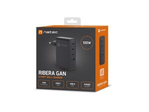 Adapter Natec USB Charger Ribera 3X USB-C + 1x USB-A 100W, Black
