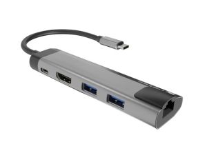 Docking station Natec Fowler Go Multiport Adapter 5 in 1, 2xUSB 3.0 HUB, HDMI 4K, USB-C PD, RJ45