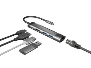 Docking station Natec Fowler Go Multiport Adapter 5 in 1, 2xUSB 3.0 HUB, HDMI 4K, USB-C PD, RJ45