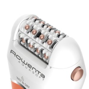 Epilator Rowenta EP4920F0, Wet & Dry Aquasoft, epilator/ aparat de ras/ aparat de tuns 3 în 1, tehnologie avansată de epilare, 24 pensete igienice din oțel inoxidabil și deschidere pentru pensete de 0,8 mm, sistem de ghidare a părului, cap de 31 mm, corp 