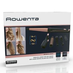 Fier de ondulat Rowenta CF4231F0 Multi Styler Infinite looks 14 în 1, conic, monotemp, accesorii: baghetă de ondulare conică, plăci de îndreptat și sertizare 2 în 1, baghetă ondulată eliptică, vârf rece, husă, indicator de încălzire, timp de încălzire 60s
