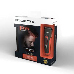 Trimmer Rowenta TN5221F4 Aparat de tuns Advancer Style, par + barba, fara fir + cu fir, lame lavabile, lame din otel inoxidabil cu autoascutire, lungime minima de taiere 0,5 mm, lama de par 42 mm, 2 piepteni de par, 29 pozitii de lungime de taiere, functi