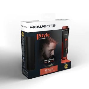 Trimmer Rowenta TN5221F4 Aparat de tuns Advancer Style, par + barba, fara fir + cu fir, lame lavabile, lame din otel inoxidabil cu autoascutire, lungime minima de taiere 0,5 mm, lama de par 42 mm, 2 piepteni de par, 29 pozitii de lungime de taiere, functi