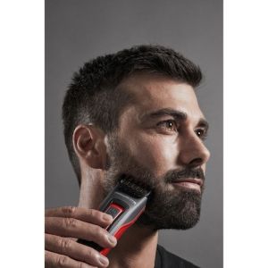 Trimmer Rowenta TN5221F4 Aparat de tuns Advancer Style, par + barba, fara fir + cu fir, lame lavabile, lame din otel inoxidabil cu autoascutire, lungime minima de taiere 0,5 mm, lama de par 42 mm, 2 piepteni de par, 29 pozitii de lungime de taiere, functi