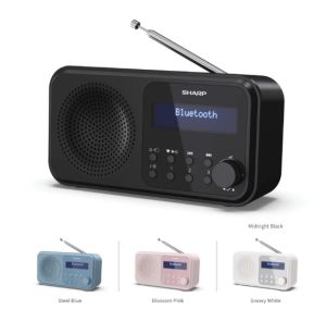 Radio Sharp Radios DR-P420(BK), PORTABLE DIGITAL RADIO, Bluetooth 5.0, 20 DAB+/DAB/FM, Auto time/date, LCD Display, Dual alarm, Micro USB x1 (power supply), 3.5mm Headphone jack / line-out, Black