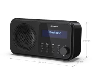 Radio Sharp Radios DR-P420(BK), PORTABLE DIGITAL RADIO, Bluetooth 5.0, 20 DAB+/DAB/FM, Auto time/date, LCD Display, Dual alarm, Micro USB x1 (power supply), 3.5mm Headphone jack / line-out, Black