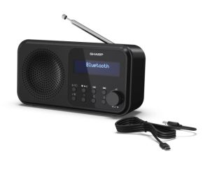 Radio Sharp Radios DR-P420(BK), PORTABLE DIGITAL RADIO, Bluetooth 5.0, 20 DAB+/DAB/FM, Auto time/date, LCD Display, Dual alarm, Micro USB x1 (power supply), 3.5mm Headphone jack / line-out, Black