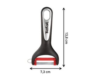 Peeler Tefal K2071814, Ingenio, Peeler "Y", Instrument de bucătărie, Nailon/fibră de sticlă, 25,4x9,4x2,4cm, Până la 230°C, Se poate spăla în mașină de spălat vase, negru și roșu