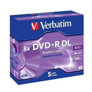 Media Verbatim DVD+R DOUBLE LAYER 8.5GB 8X MATT SILVER SURFACE (5 PACK)