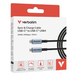 Cable Verbatim Sync & Charge USB-C to USB-C 240W 40 Gbps 120 cm