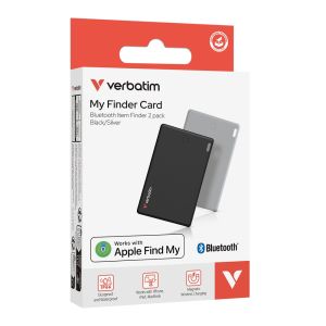 Verbatim MYFCR-02BS My Finder Card Bluetooth Item Finder 2 pack Black/Silver tracking device