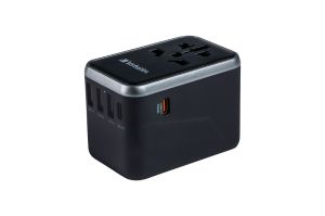 Adapter Verbatim UTA-04 Universal Travel Adapter with 1 x USB-C PD 61W & QC 3.0 / 1 x USB-C / 3 x USB-A