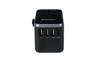 Adapter Verbatim UTA-04 Universal Travel Adapter with 1 x USB-C PD 61W & QC 3.0 / 1 x USB-C / 3 x USB-A