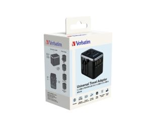 Adapter Verbatim UTA-04 Universal Travel Adapter with 1 x USB-C PD 61W & QC 3.0 / 1 x USB-C / 3 x USB-A
