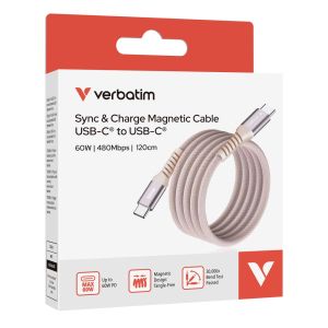 Cable Verbatim Sync & Charge USB-C to USB-C 60W Magnetic 120 cm - Pink