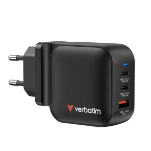 Verbatim Mini GaN Charger 70W 3 Port US plug with EU and UK adaptors